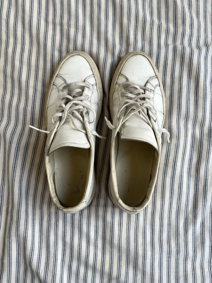 Common Projects Achilles Low Top White Leather Lace-Up Sneakers Rubber Sole - Image 2 of 4