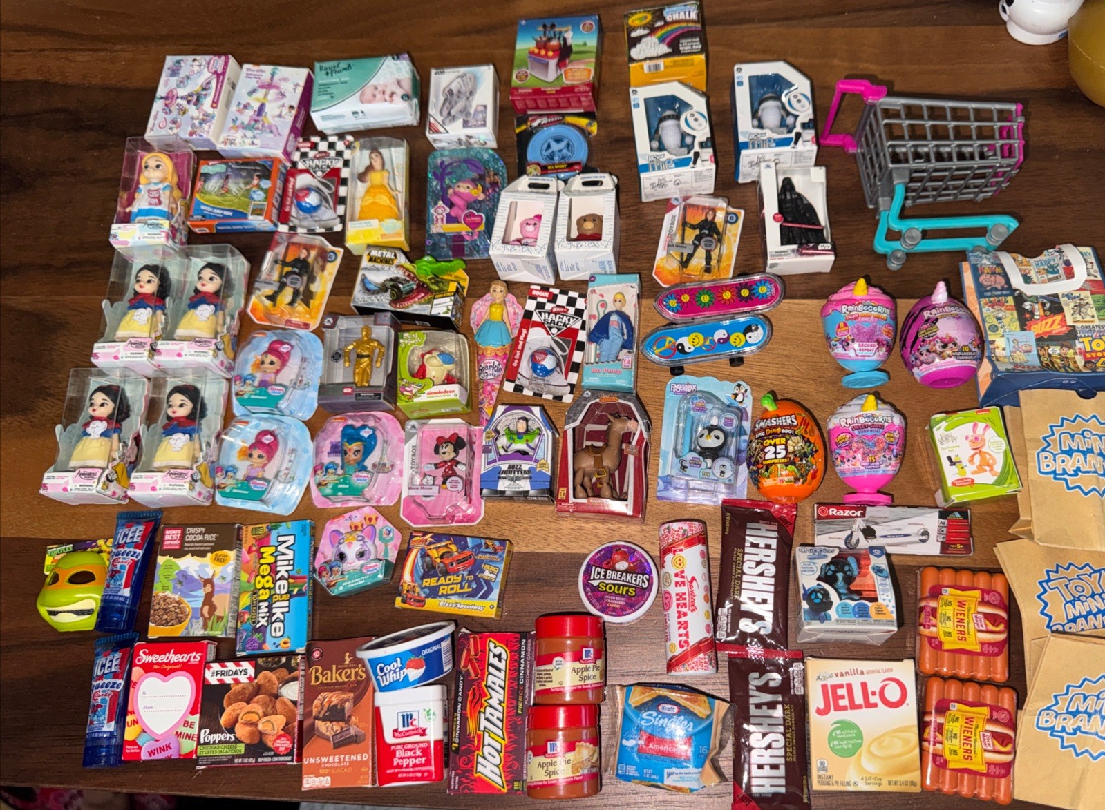 ZURU Mini Brands Lot Of 72 Kids Toys And Games W/ Cart And A Few Bags