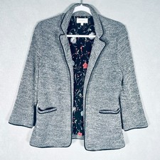 Skies are Blue Blazer Womens M Gray Stretch 3/4 Sleeve Jacket Career Preppy
