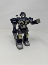 Hap-P-Kid M.A.R.S. Cyber Robot 2005 Navy Blue Drill Arm Walking Toy Figure Works