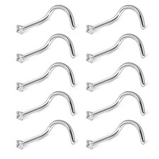 Ruifan 10PCS 20G Surgical Steel Clear Diamond CZ 1.5mm, Stainless Steel,Clear