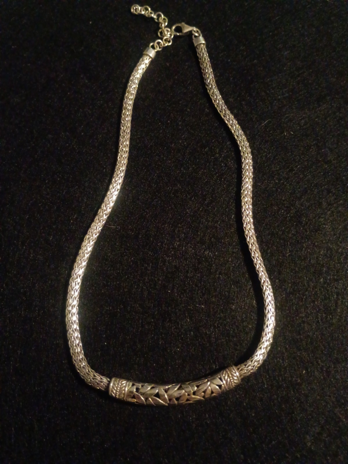 Vintage ATI Indonesia 925 Sterling Silver Woven Chain Choker Necklace