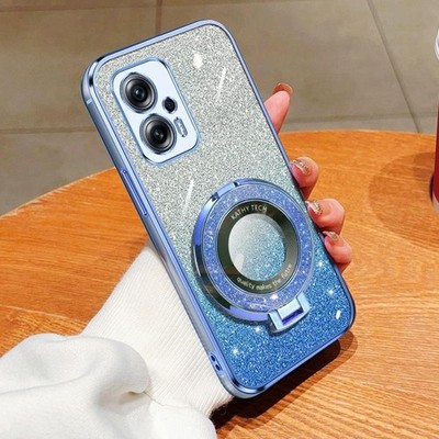 Für Redmi Note 11T Pro TPU Handyhülle mit runder Glitzer Halterung