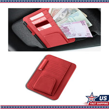 Universal Car Visor Document Holder Multifunctional Organizer Sunglascolor Red