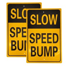 2 PCS Slow Down Speed Bump Signs 18x12 Inch Aluminum Road Traffic Control