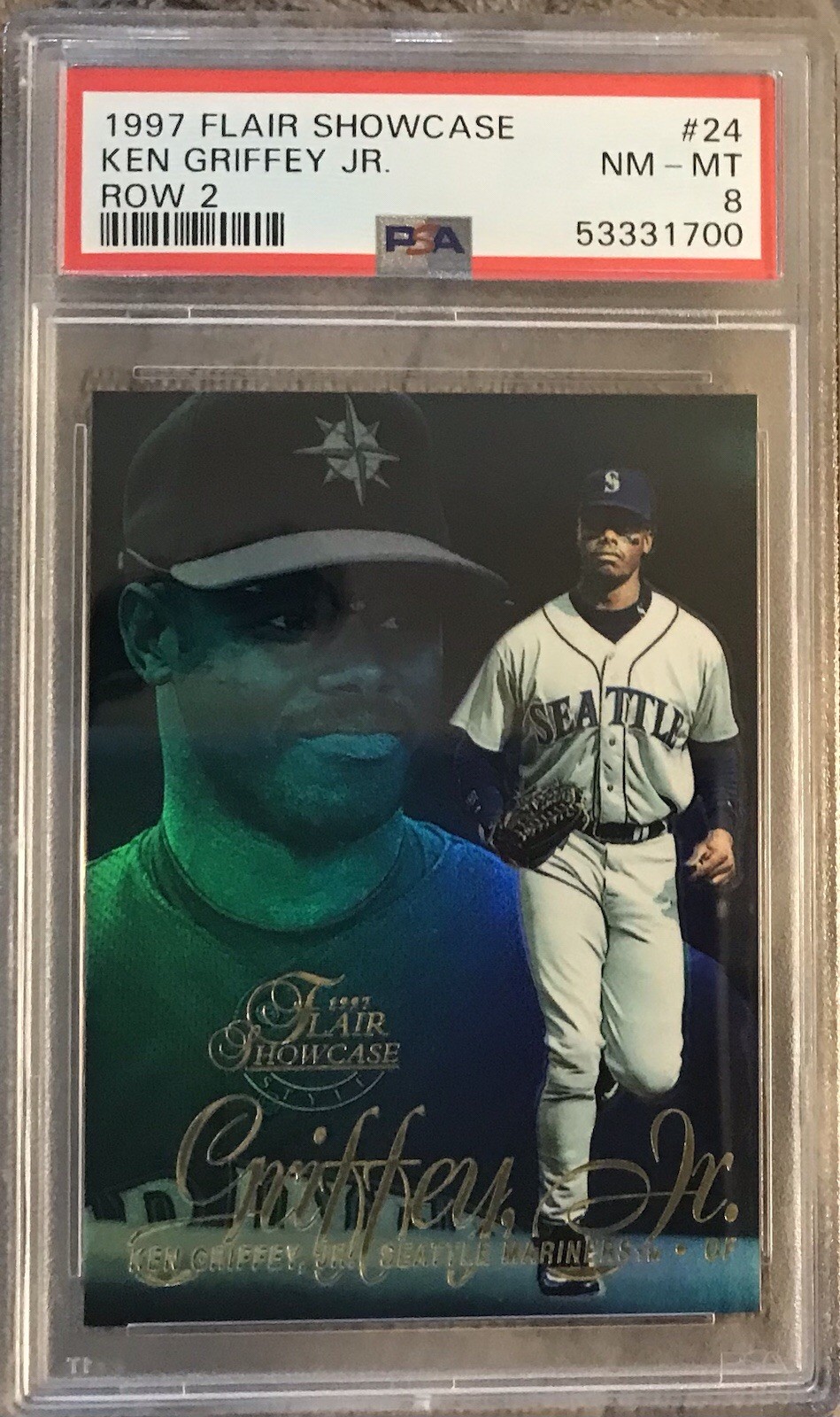 1997 Flair Showcase - Ken Griffey Jr #24 Row 2 PSA 8