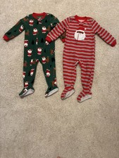 Carter's Just One You 2t Toddler Christmas Santa Fleece Sleeper Pajamas Set of 2