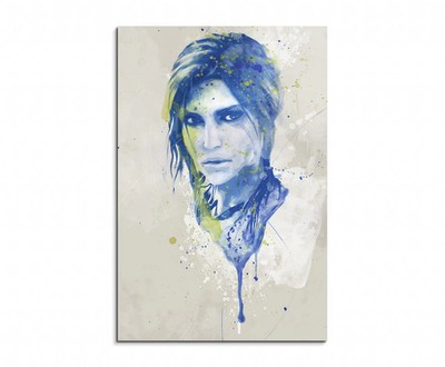 60x90cm Lara Croft I Aqua Wandbild Aquarell Art