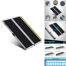 Portable Wheelchair Ramp 4FT Anti-Slip Aluminum Folding 800 LBS with Transition