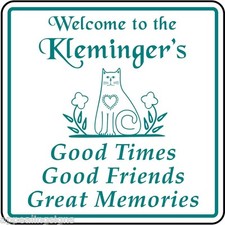 Personalized Welcome Sign Home House, Family Cat Decor Gift Plaque USA Made