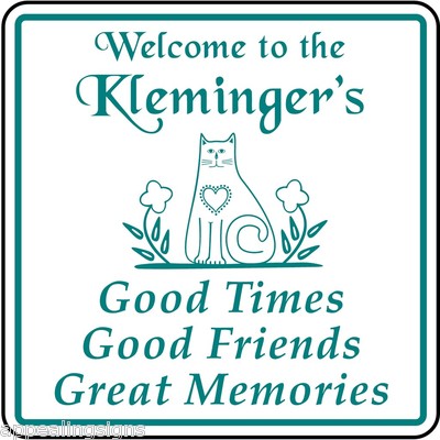 Personalized Welcome Sign Home House, Family Cat Decor Gift Plaque USA Made