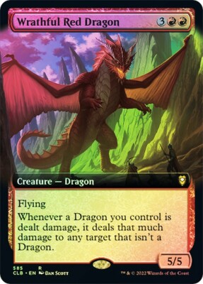 NM+ FOIL MTG Wrathful Red Dragon Extended Art #585 Baldurs Gate