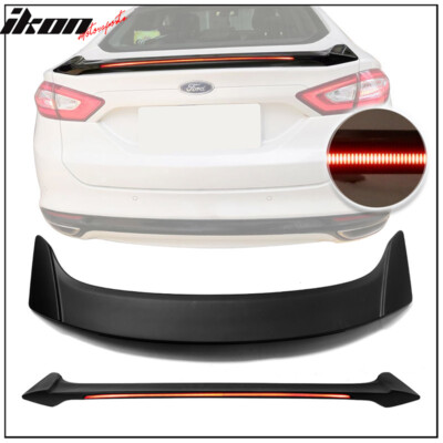 #ad Fits 13 20 Ford Fusion Sedan Long LED Style Trunk Spoiler Matte Black ABS W LED $95.99
