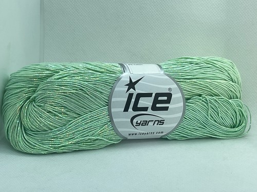Iridescent Mint Green Metallic Hand Painted Cotton Yarn Ice #67299 100gr 306yds - Picture 11 of 11
