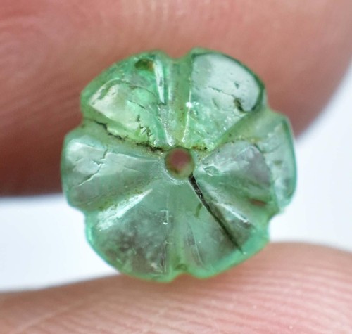1.90 Ct Natural Green Zambian Emerald Carving DrilledTop Quality Loose Gemstone - Picture 5 of 6