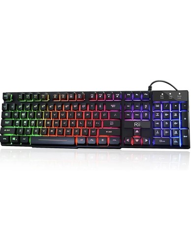 Rii RK100+ Mixed Color LED Backlit Multimedia Gaming Keyboard - Picture 5 of 7