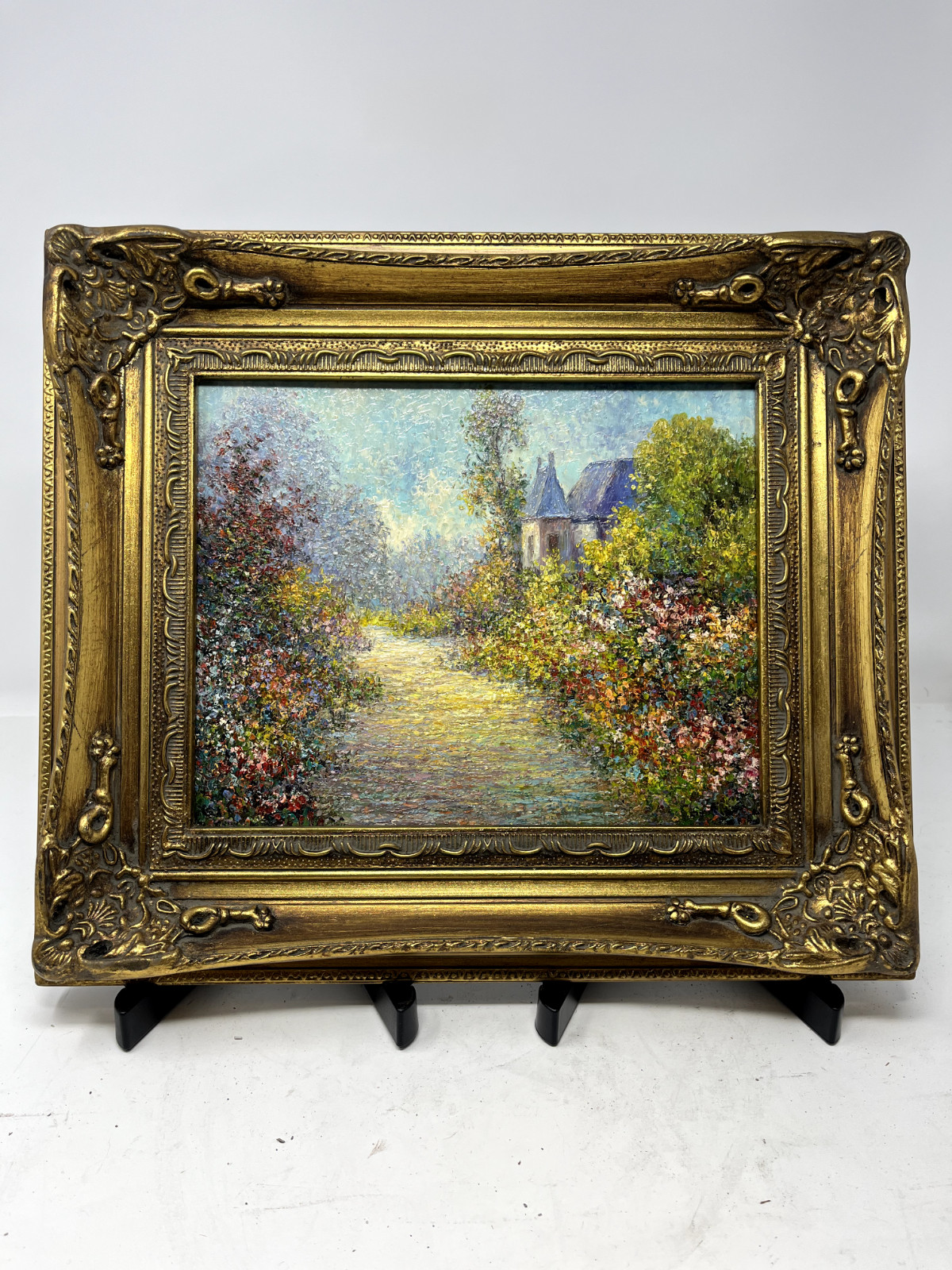 Impressionism River European Trees Oil River Painting Landscape 13x15