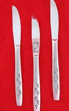 *Set of 3* TABLE KNIFE - Leaf Pattern - National Stainless HAITI Korea - 8 3/8"