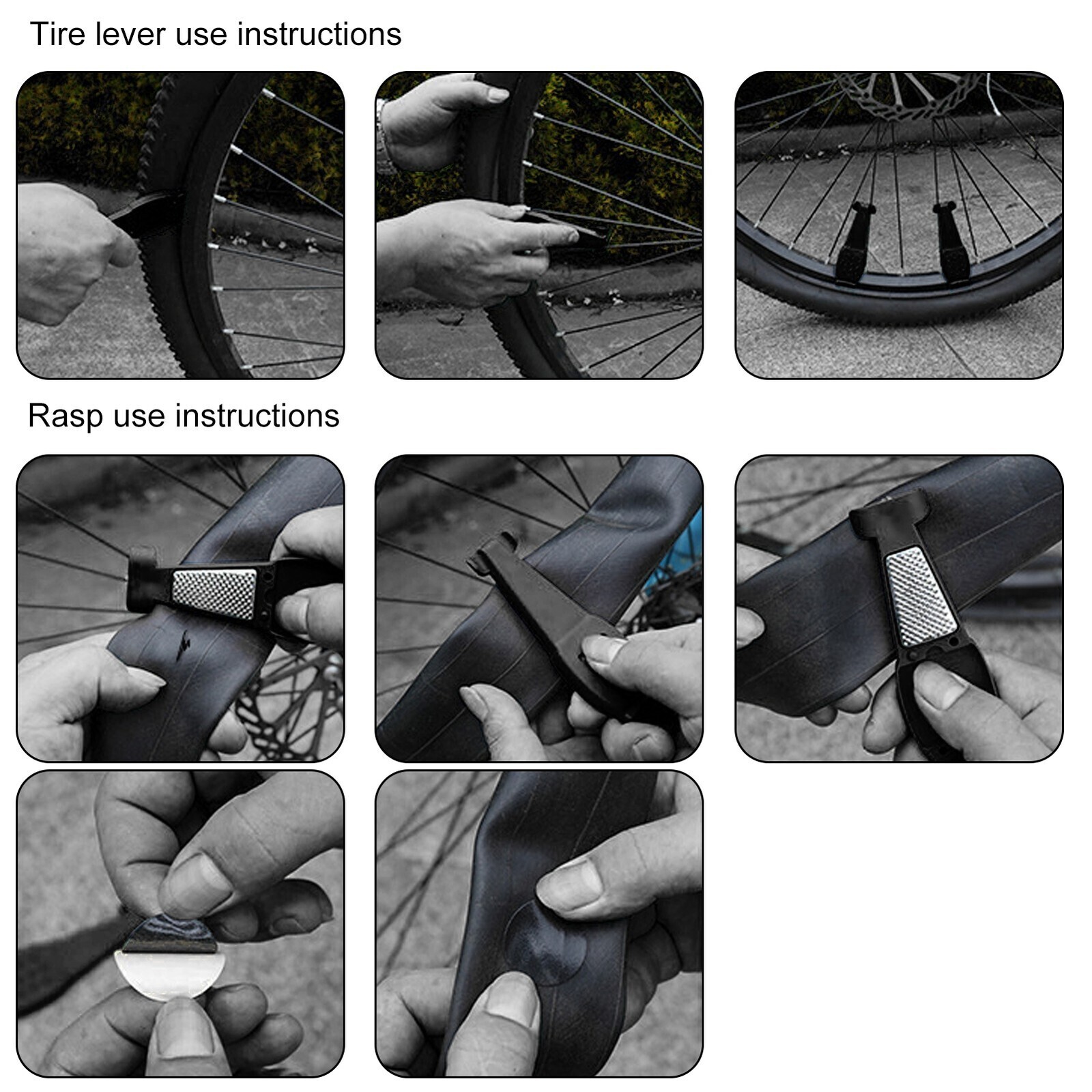 Bicycle Tire Puncture Repair Kit Bike Tire Lever Set Tyre PatchesLevers Rasp