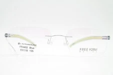 Glasses FREE FORM FFA402 Titanium Silver Blue Rimless Eyeglass Frame New