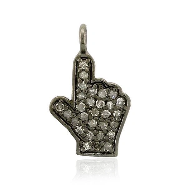 0.22ct Diamond Fig Sign Charm Pendant 925 Sterling Silver