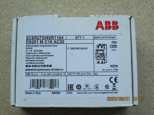ABB DS 201 M C16 AC30 INT. DIFF. MAGN. 10KA 1P+N AC C16 30MA - Foto 3 di 3