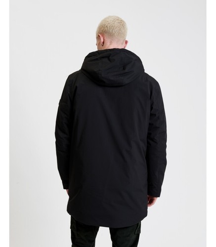 Parka Gianni Lupo in tessuto tecnico con cappuccio nero - Foto 4 di 4