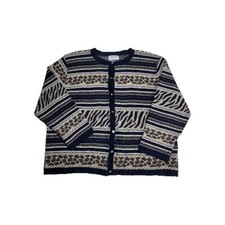 Vintage Alfred Dunner Sweater Women's Large Made In USA 80's Animal Print