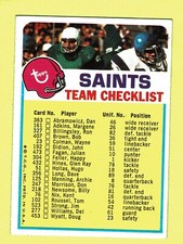 1973 Topps Team Checklists - New Orleans Saints  1 Star Front -  Free Shipping