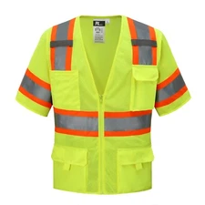 FX High Visibility YELLOW Class 3 Safety Vest Solid Reflective FXSV CLASS 3