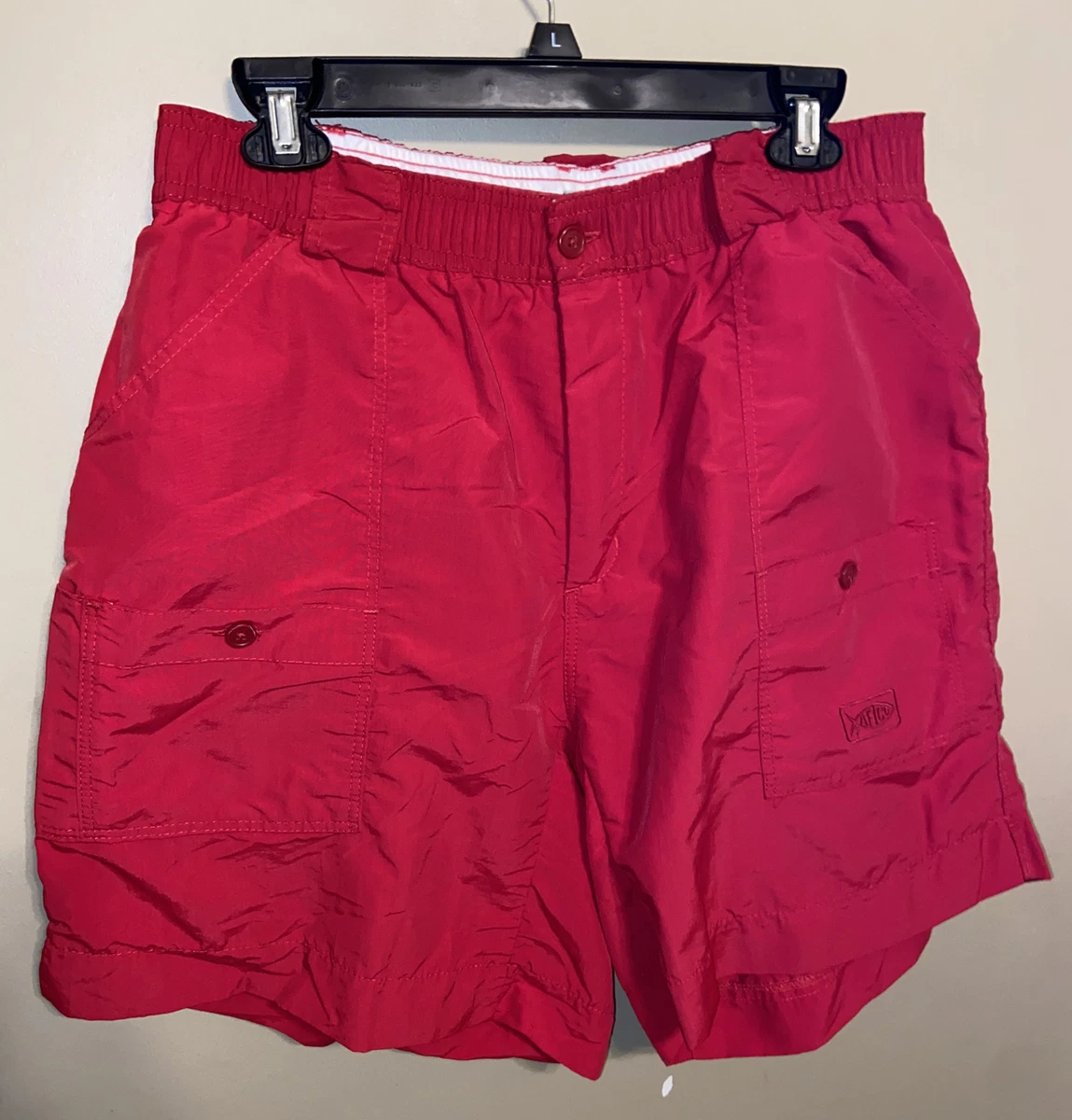 Aftco Men's Original Fishing Shorts Red Cargo Boating 36 Stretch