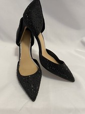Badgley Mischka Jewel Grace Evening Black Satin Sparkle Shoes Women  s Size 9.5