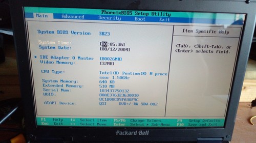 Packard Bell EasyNote ED1, Bottes Pour Bios Intel Pentium M @1.5 GHZ 510 MB (315 - Photo 3/11