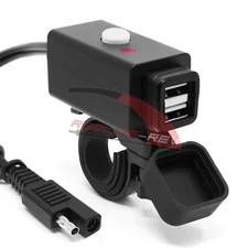Waterproof Motorcycle 12V SAE to Dual USB Charger Cable Adapter iPhone Samsung