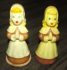 Gurley Pilgrim Woman Girls 5" Pair Candles Unburned Vintage Thanksgiving — photo 1