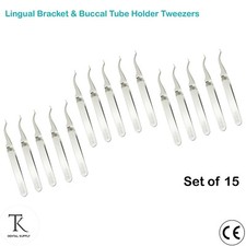 Set Of 15 - Orthodontic Lingual Bracket  Buccal Tube Holder Tweezers Dentistry