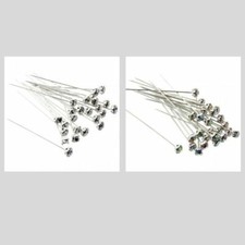 5mm Diamante Florist Corsage Pins 4cm pin 12pcs per pk - Silver or Iridescent