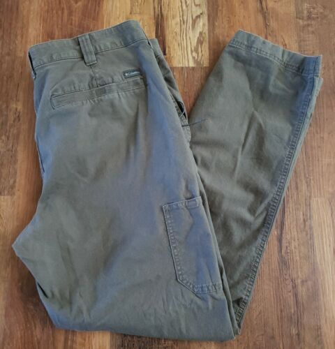 COLUMBIA SLIM FIT MENS HIKING PANTS SIZE 40x32 GREEN KHAKI CANVAS FREE SHIPPING