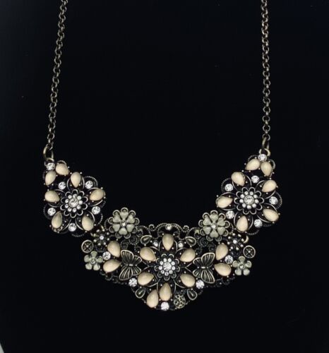 Women's Statement Necklace Floral Butterfly Cookie Lee Rhinestone Jewelry 14-16"
