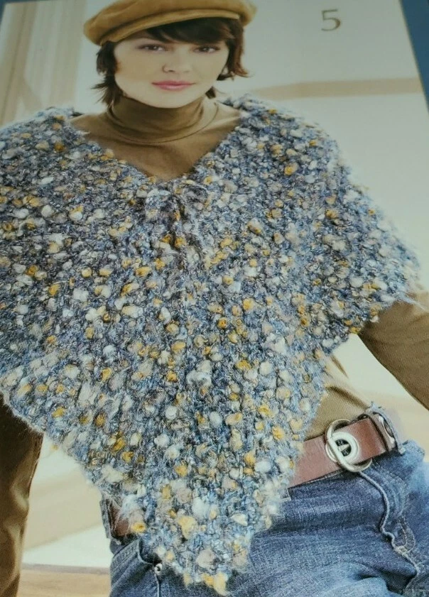 BX1 BERNAT FROM SCARVES TO PONCHOS KNIT & CROCHET PATTERN LEAFLET  - Image 3 of 4