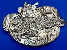 Live To Ride, Ride To Live Bikers Way Of Life - Motorcycle Eagle Belt Buckle