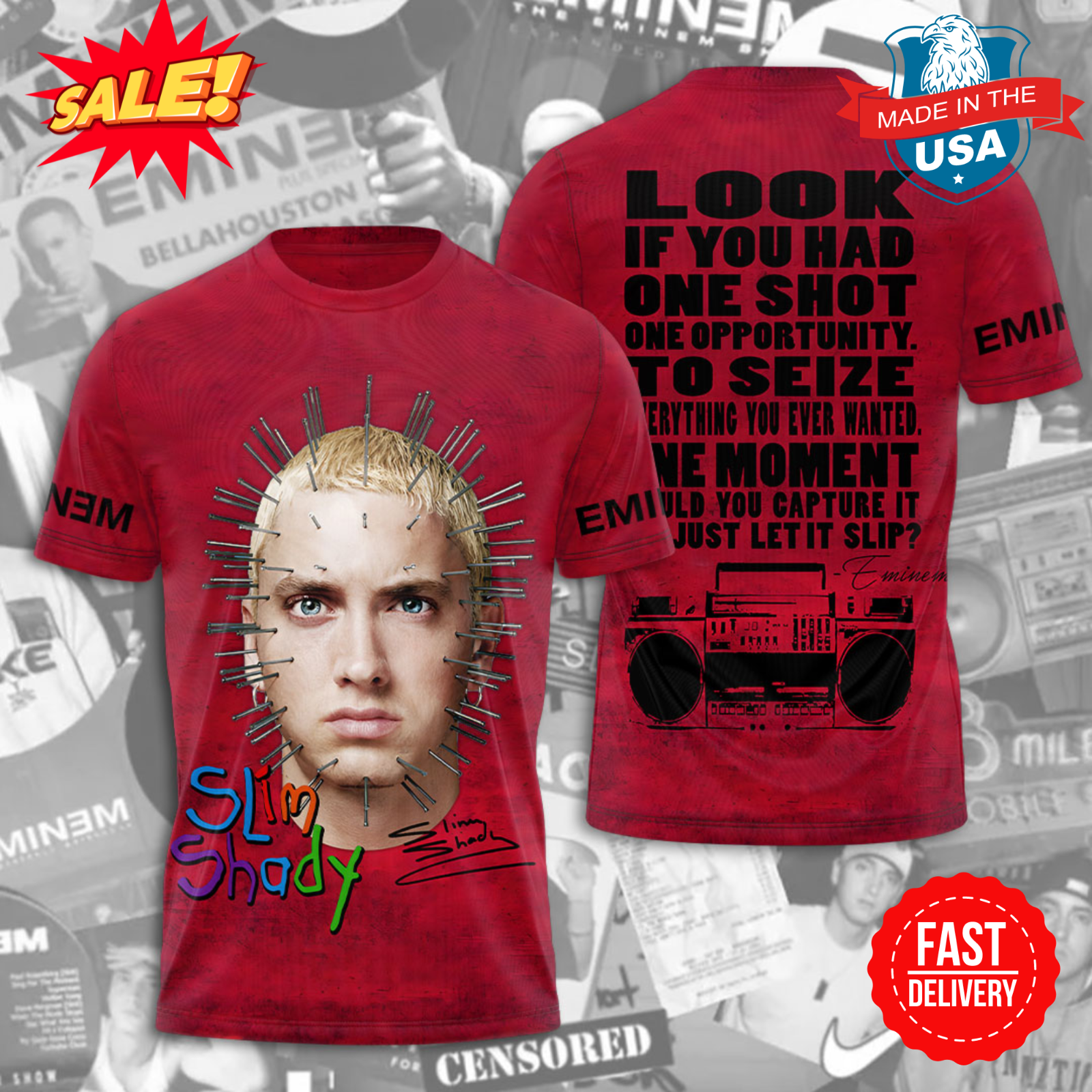 Eminem Look If You Had One Shot One Opportunity 3D Shirt S-5XL