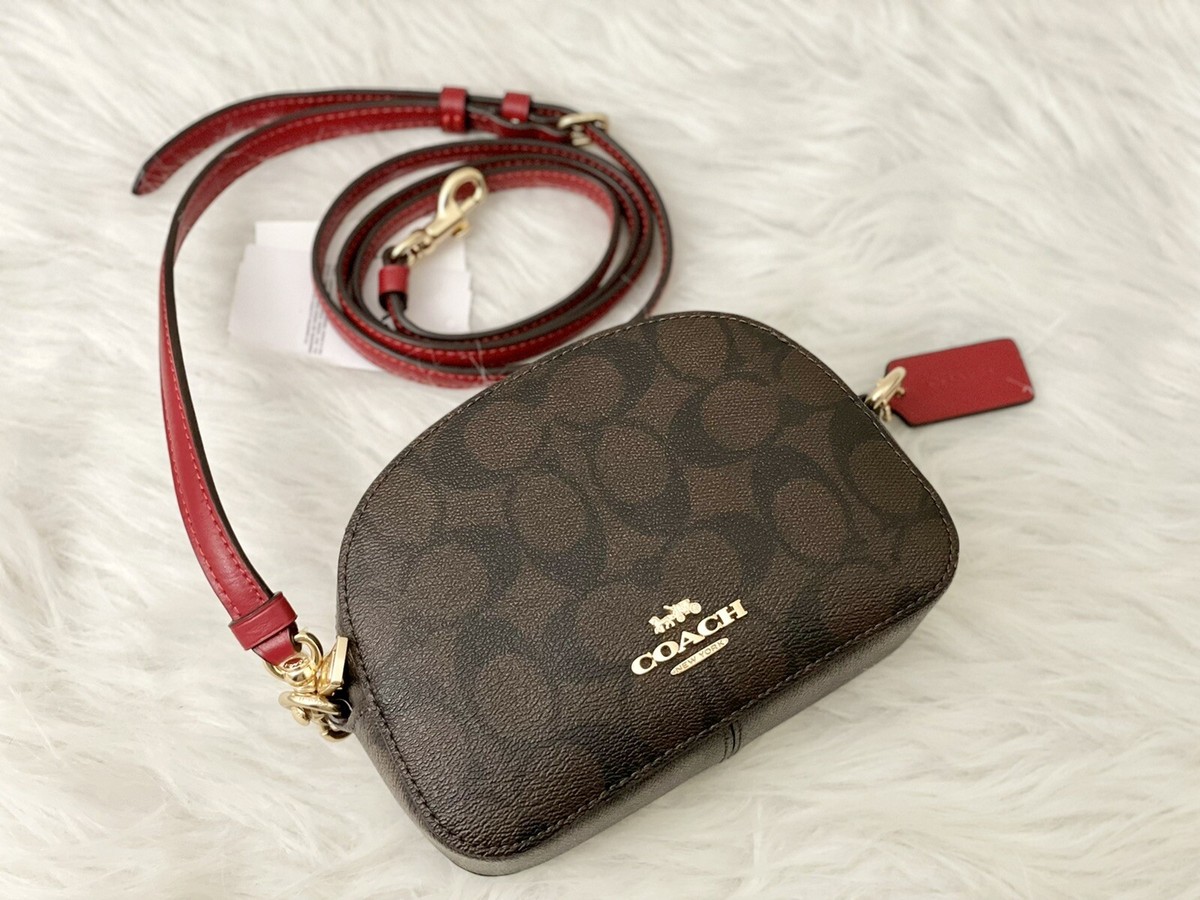 NWT Coach Mini Serena In Signature Canvas Crossbody Gold/Brown