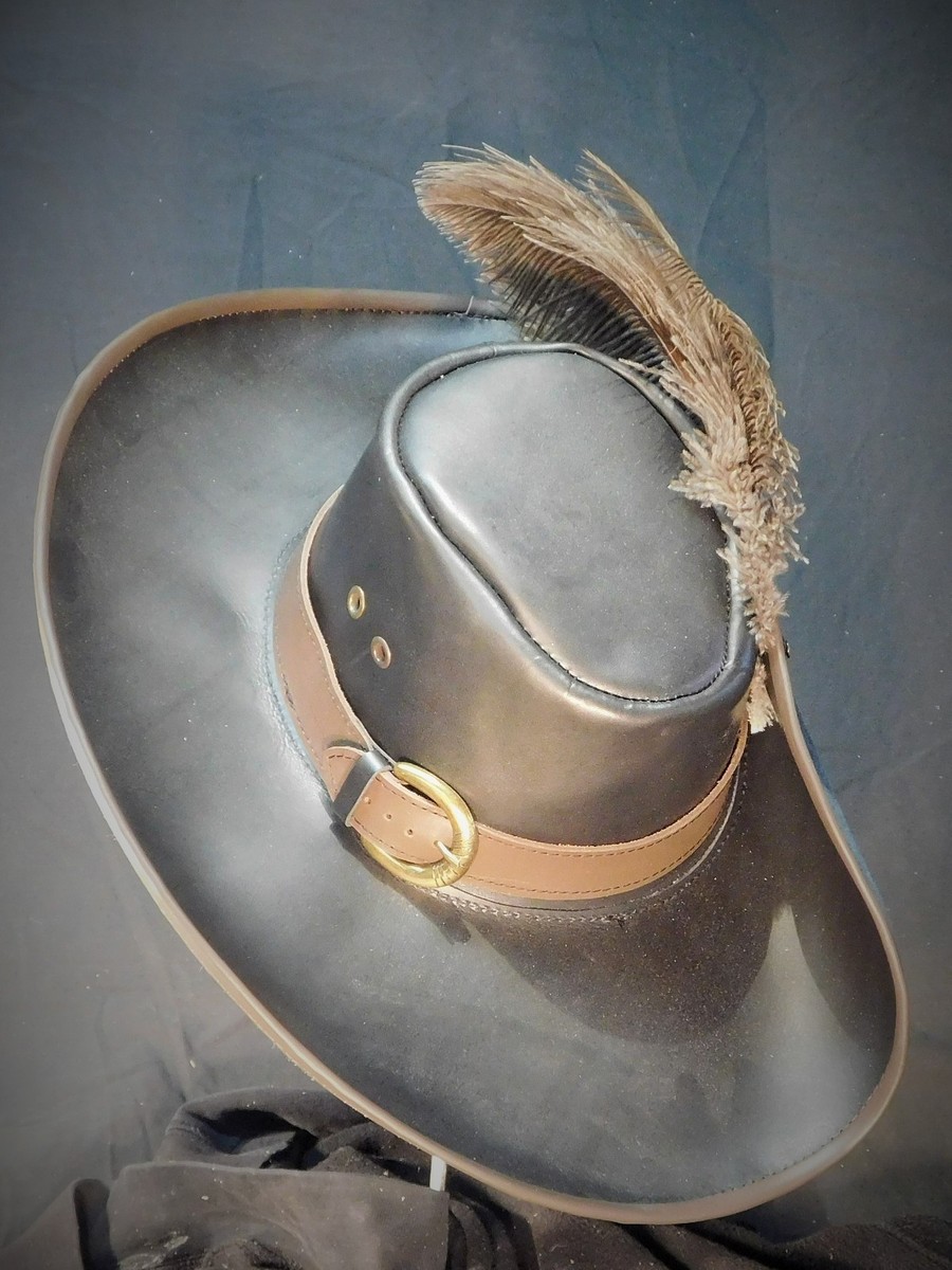 Porthos leather hat (black) pirate feather costume cosplay