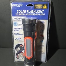 GoPower Hand-Crank Emergency Solar LED Flashlight with AM/FM/Weather Band Radio