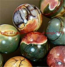 NATURAL 8MM PICASSO JASPER GEMSTONE ROUND BALL LOOSE BEAD STRAND 15" AAA 