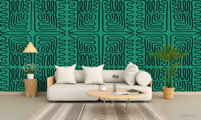 3D Black Line Texture Green Self-adhesive Removable Wallpaper Murals Wall 464