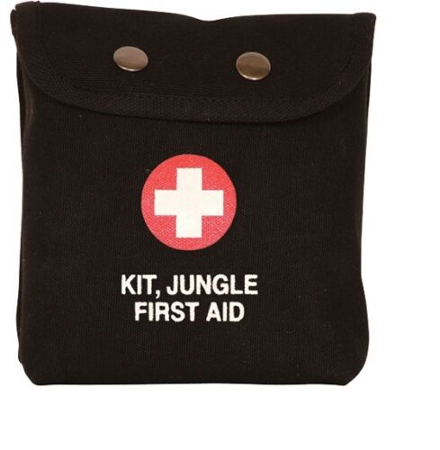 First Aid Pouch Bag Military Style Personal Jungle 1st Kit Black Medic Canvas - Picture 1 of 1