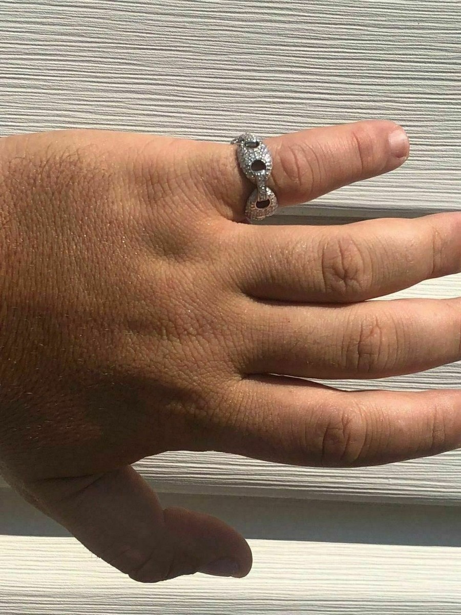 Solid 925 Silver Gucci Link CZ RING Band Size 6 7 8 9 10 11 Solid 925 Silver Gucci Link CZ RING Band Size 6 7 8 9 10 11