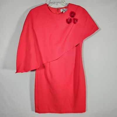 Rickie Freeman for Teri Jon 4 Crepe Asymmetric Sleeve Mini Length Rasberry  Dress | eBay